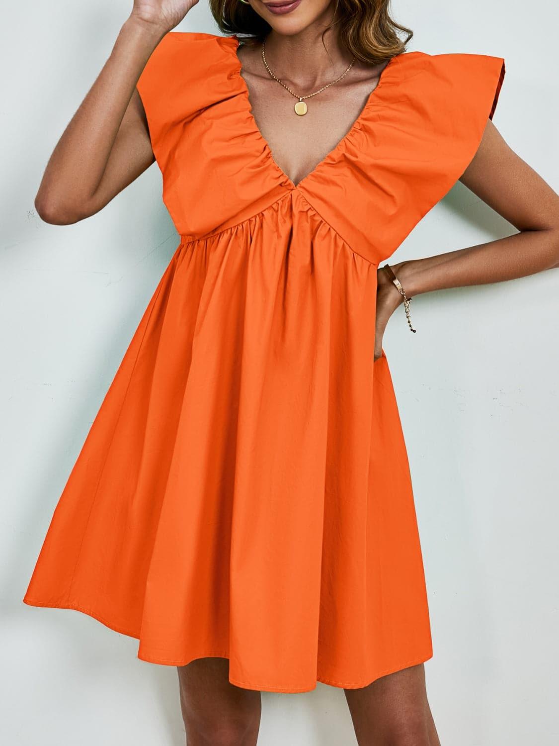 Sophie V-Neck Cap Sleeve Mini Dress - SwagglyLife Home & Fashion