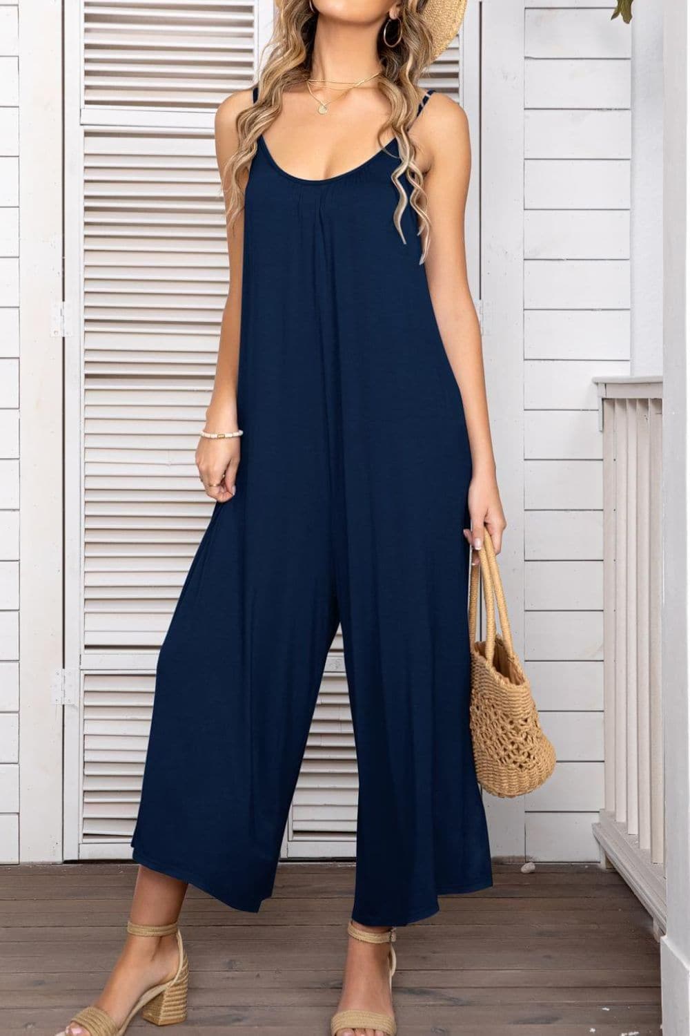 Spaghetti Strap Scoop Neck Jumpsuit - SwagglyLife Home & Fashion