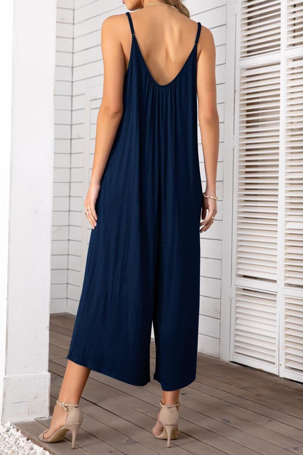 Spaghetti Strap Scoop Neck Jumpsuit - SwagglyLife Home & Fashion