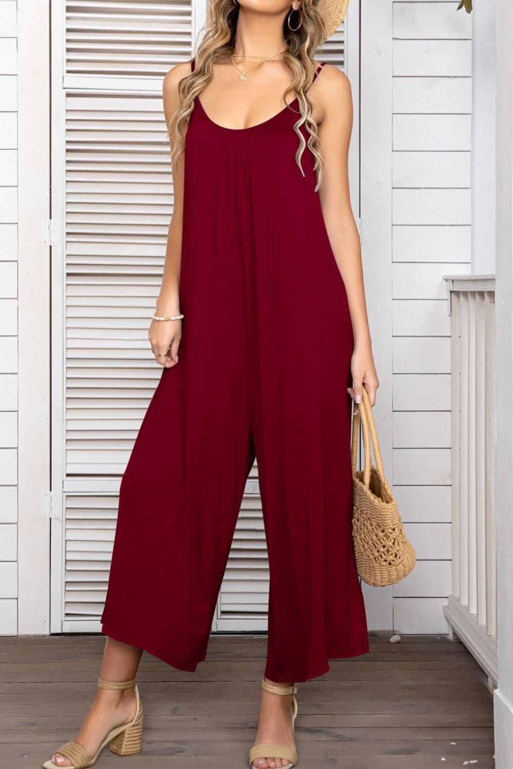 Spaghetti Strap Scoop Neck Jumpsuit - SwagglyLife Home & Fashion