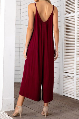 Spaghetti Strap Scoop Neck Jumpsuit - SwagglyLife Home & Fashion