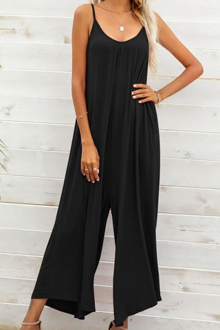 Spaghetti Strap Scoop Neck Jumpsuit - SwagglyLife Home & Fashion