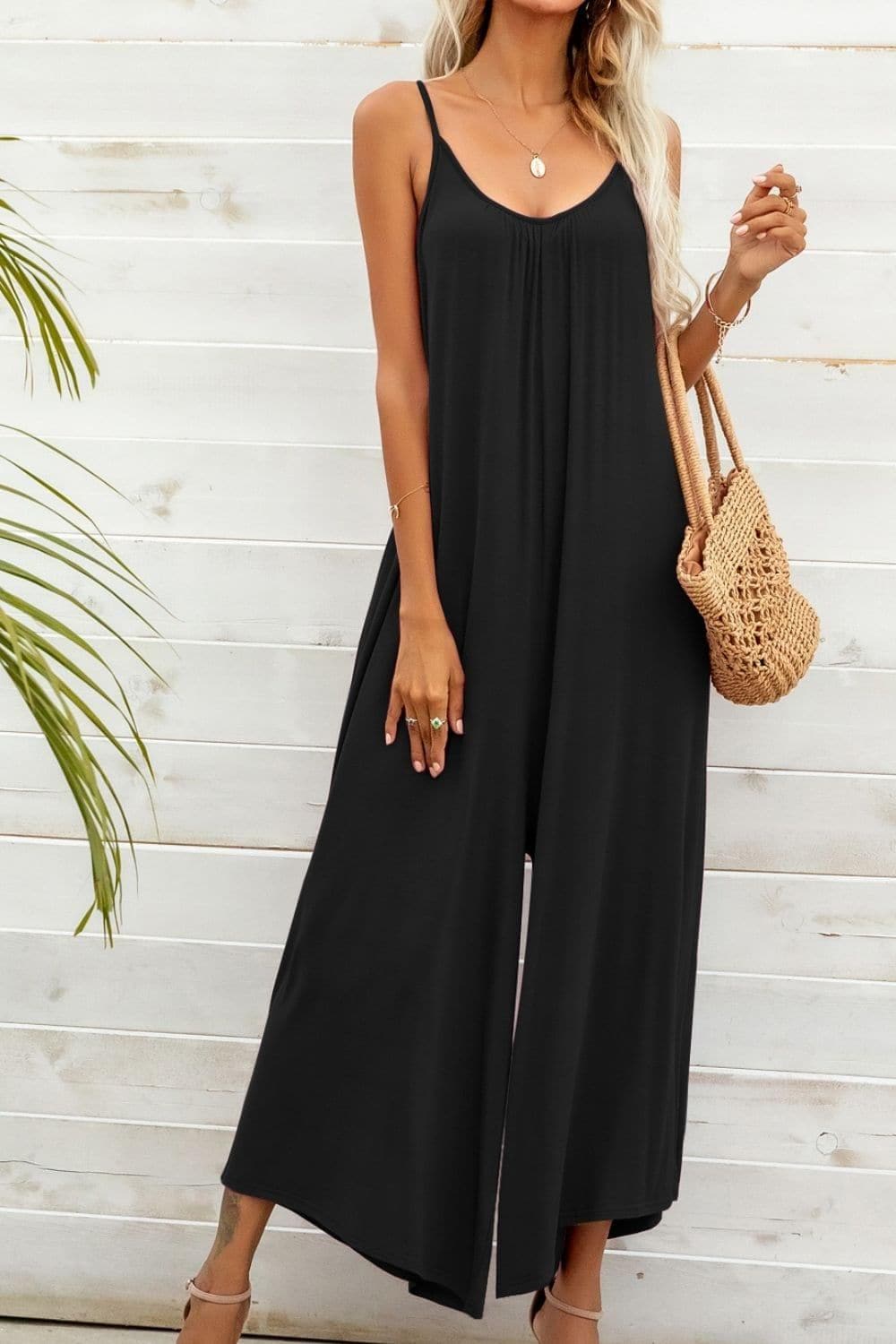 Spaghetti Strap Scoop Neck Jumpsuit - SwagglyLife Home & Fashion