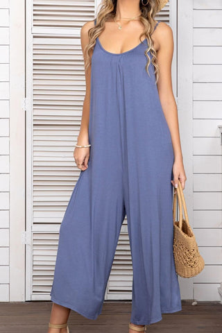 Spaghetti Strap Scoop Neck Jumpsuit - SwagglyLife Home & Fashion