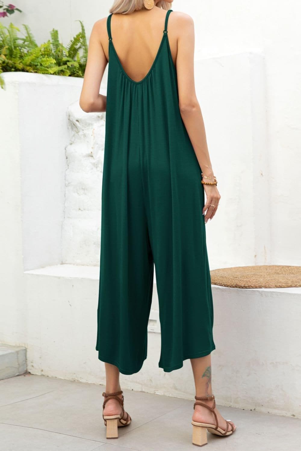 Spaghetti Strap Scoop Neck Jumpsuit - SwagglyLife Home & Fashion