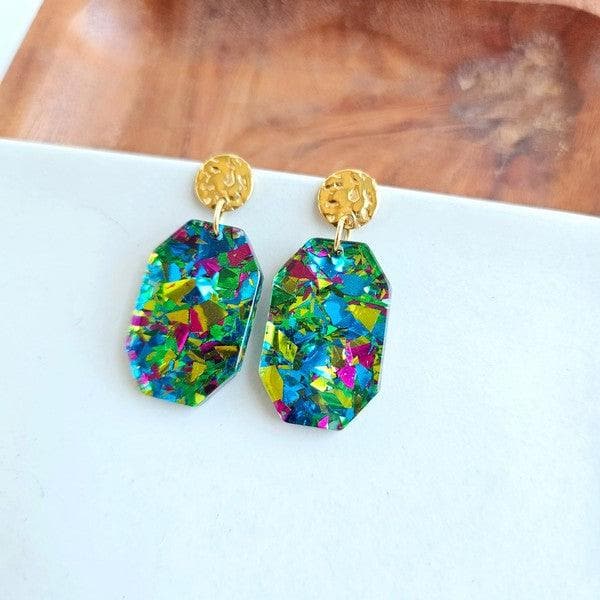 Spiffy and Splendid Lexi - Green Sparkle earrings - SwagglyLife Home & Fashion