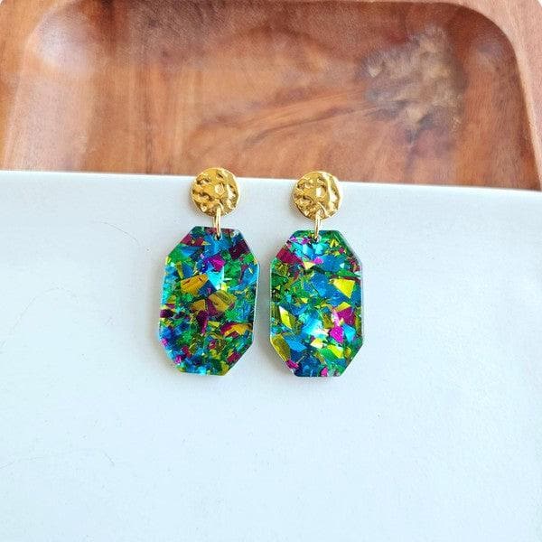 Spiffy and Splendid Lexi - Green Sparkle earrings - SwagglyLife Home & Fashion