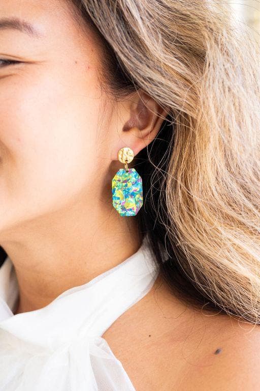 Spiffy and Splendid Lexi - Green Sparkle earrings - SwagglyLife Home & Fashion
