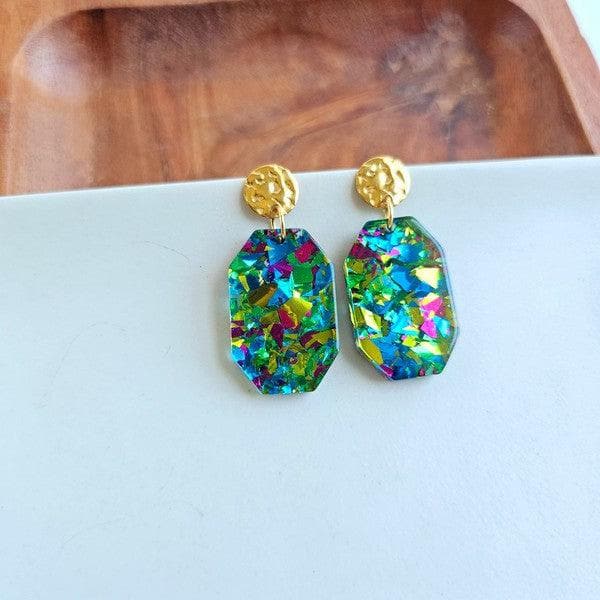 Spiffy and Splendid Lexi - Green Sparkle earrings - SwagglyLife Home & Fashion