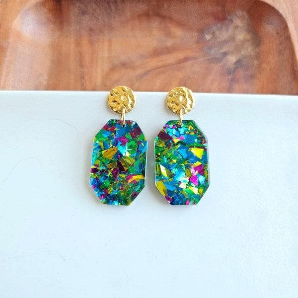 Spiffy and Splendid Lexi - Green Sparkle earrings - SwagglyLife Home & Fashion