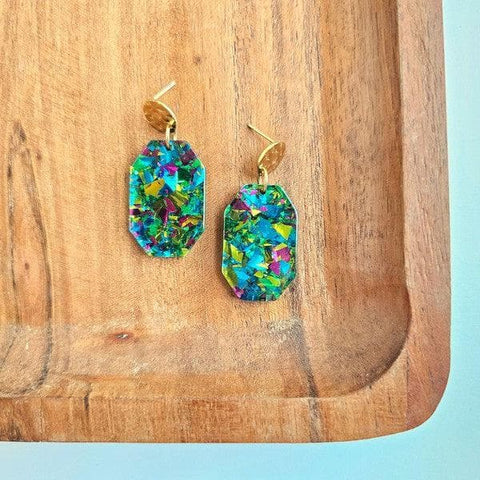 Spiffy and Splendid Lexi - Green Sparkle earrings - SwagglyLife Home & Fashion