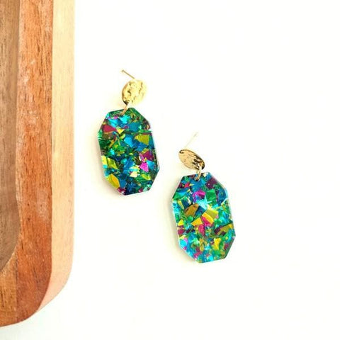 Spiffy and Splendid Lexi - Green Sparkle earrings - SwagglyLife Home & Fashion