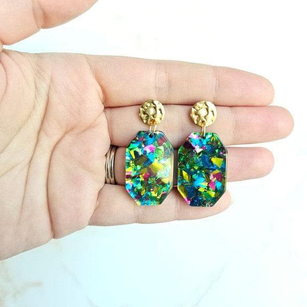 Spiffy and Splendid Lexi - Green Sparkle earrings - SwagglyLife Home & Fashion