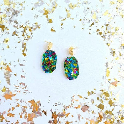 Spiffy and Splendid Lexi - Green Sparkle earrings - SwagglyLife Home & Fashion