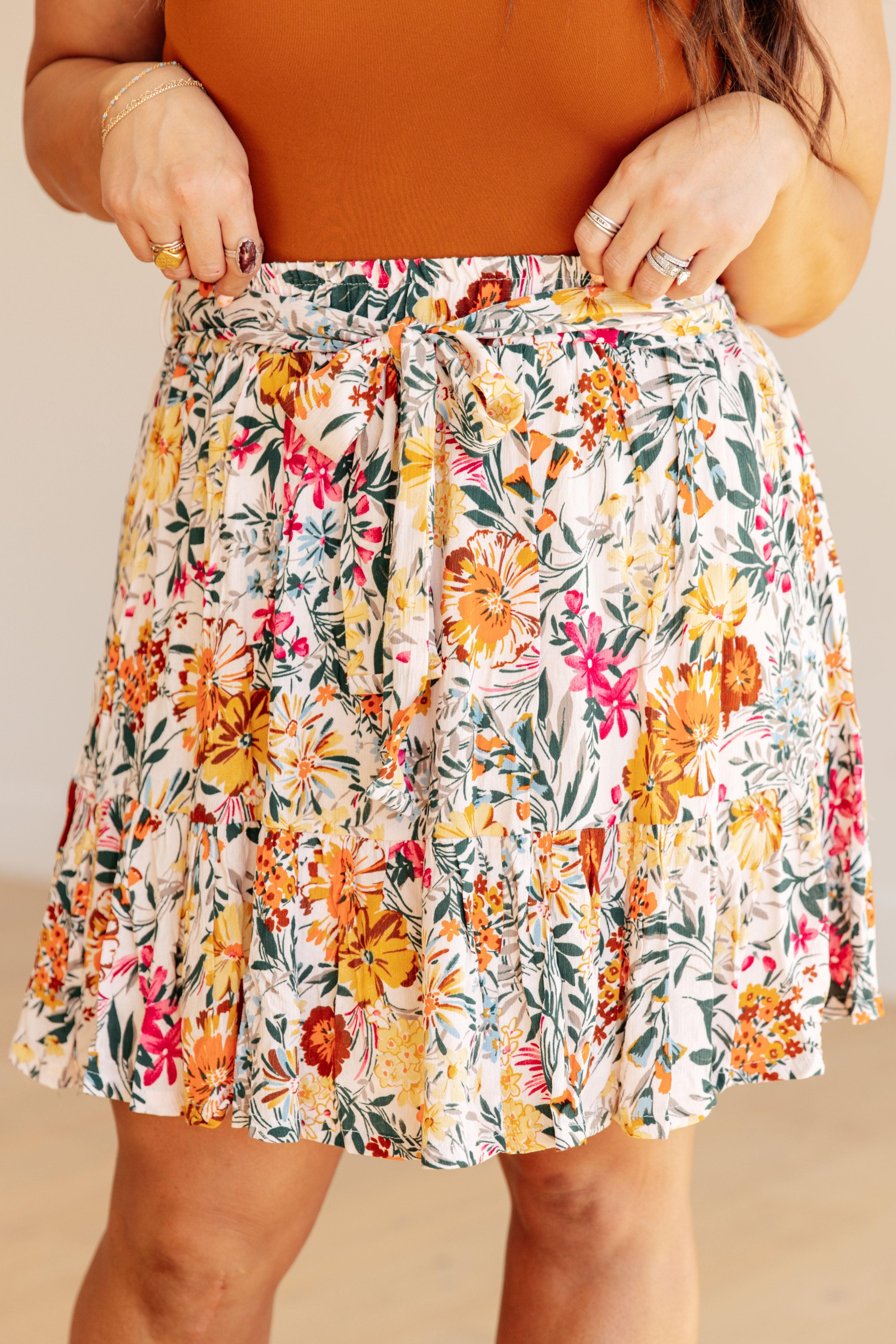 Spring Fields Floral Skirt - SwagglyLife Home & Fashion