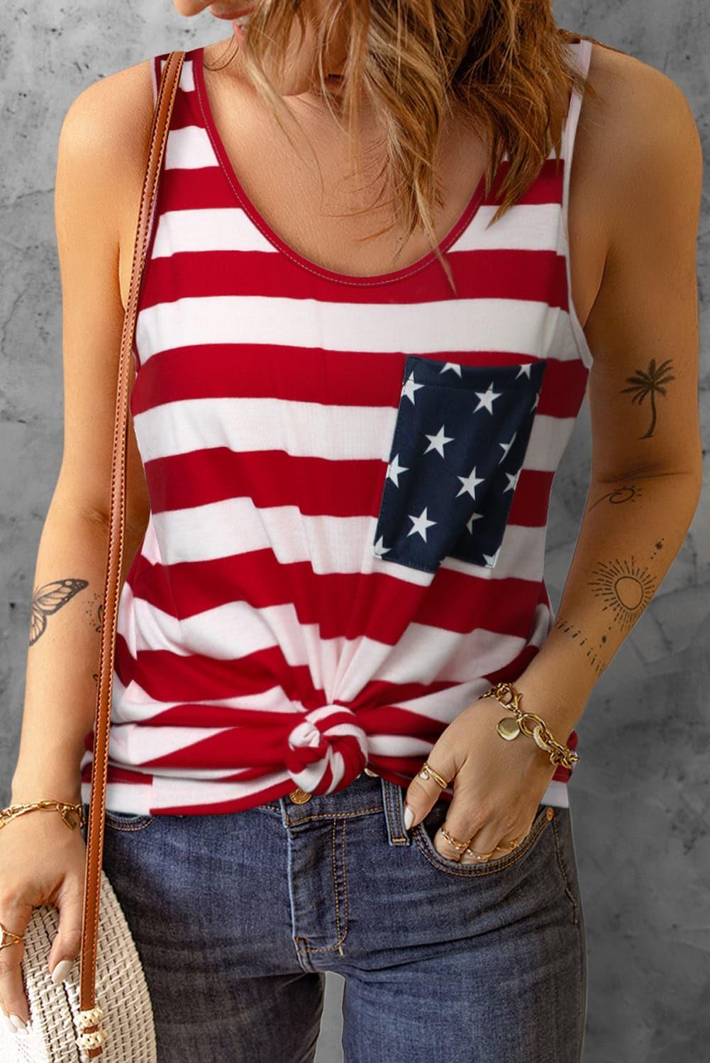 Star and Stripe Scoop Neck Tank - SwagglyLife Home & Fashion