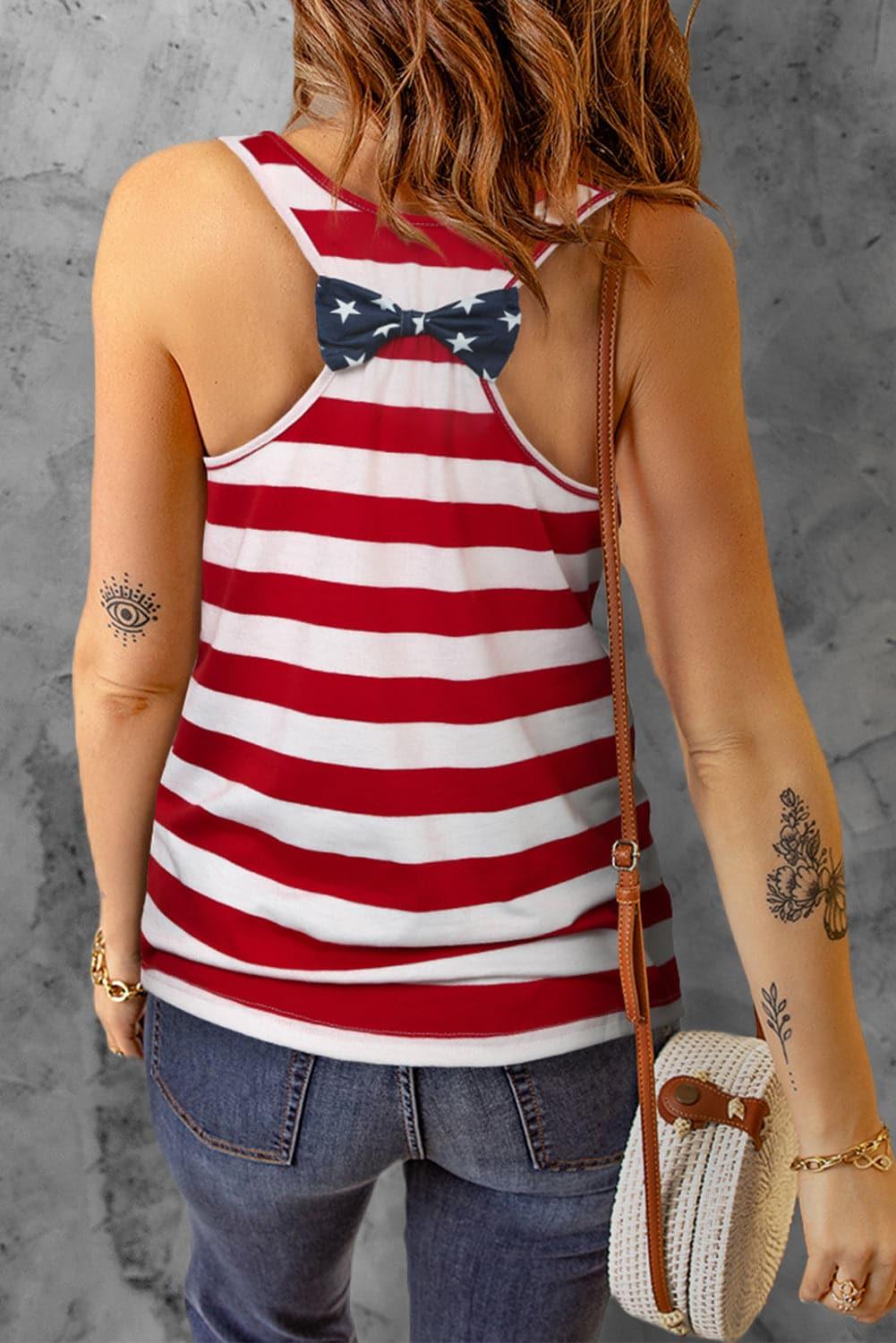 Star and Stripe Scoop Neck Tank - SwagglyLife Home & Fashion