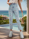 Star Spangled Distressed Star Jeans with Pockets - SwagglyLife Home & Fashion