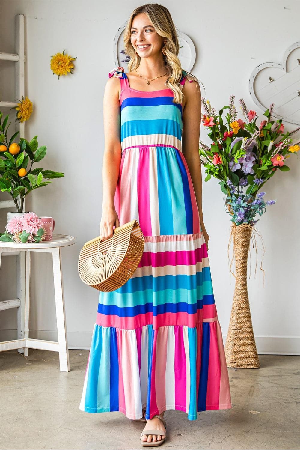 Striped Sleeveless Maxi Dress - SwagglyLife Home & Fashion