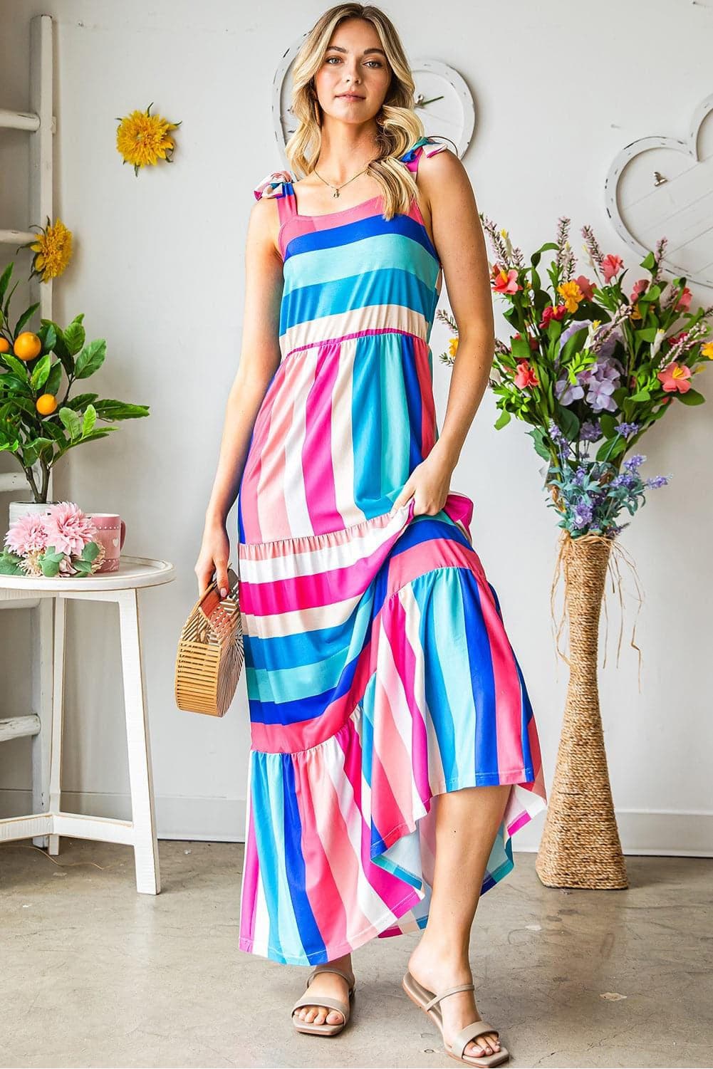 Striped Sleeveless Maxi Dress - SwagglyLife Home & Fashion