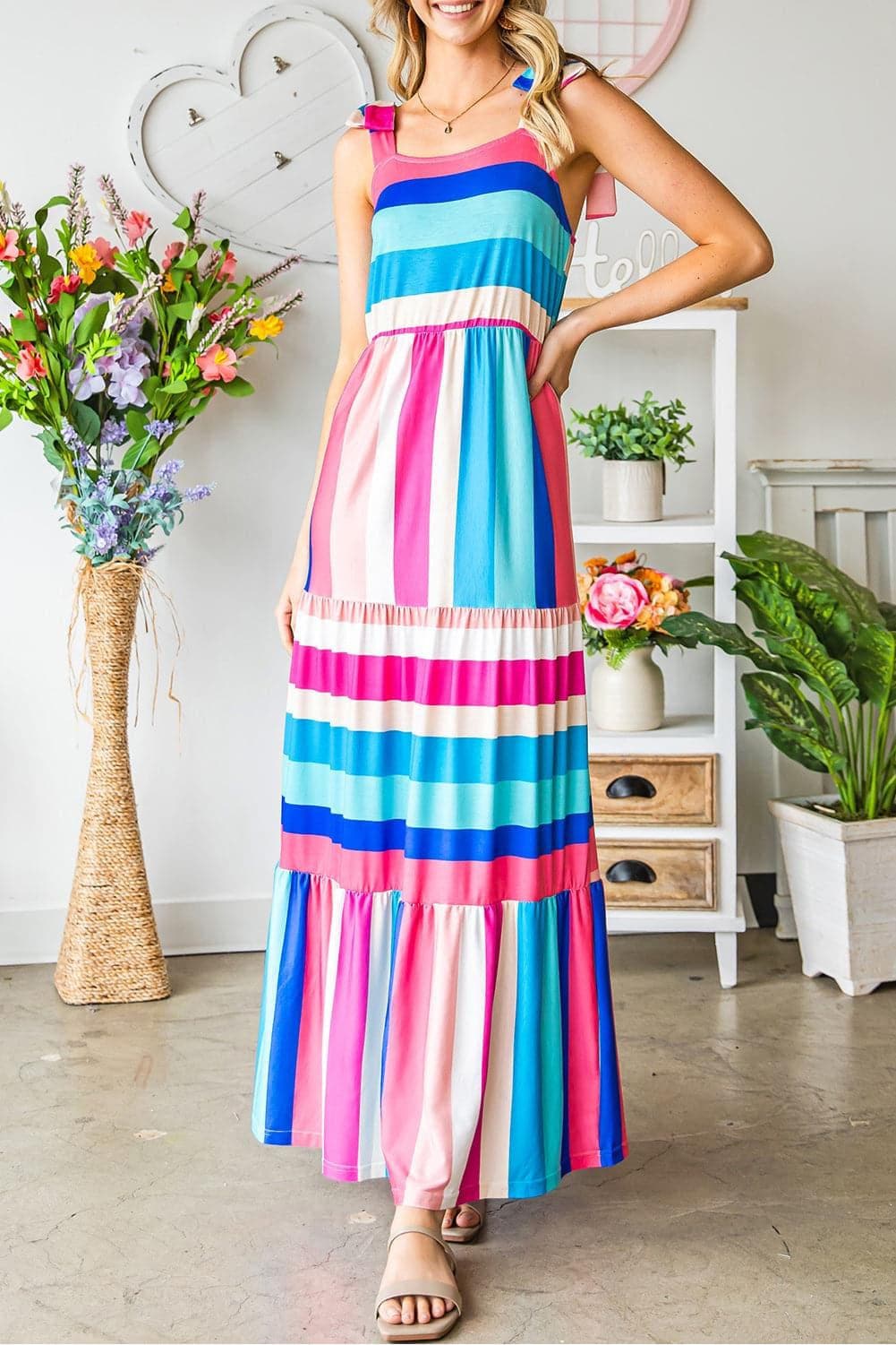 Striped Sleeveless Maxi Dress - SwagglyLife Home & Fashion