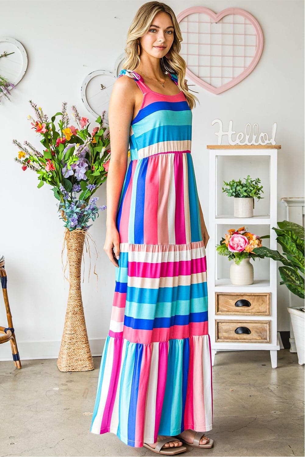 Striped Sleeveless Maxi Dress - SwagglyLife Home & Fashion