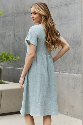 Sweet Lovely By Jen Full Size Button Down Midi Dress - SwagglyLife Home & Fashion