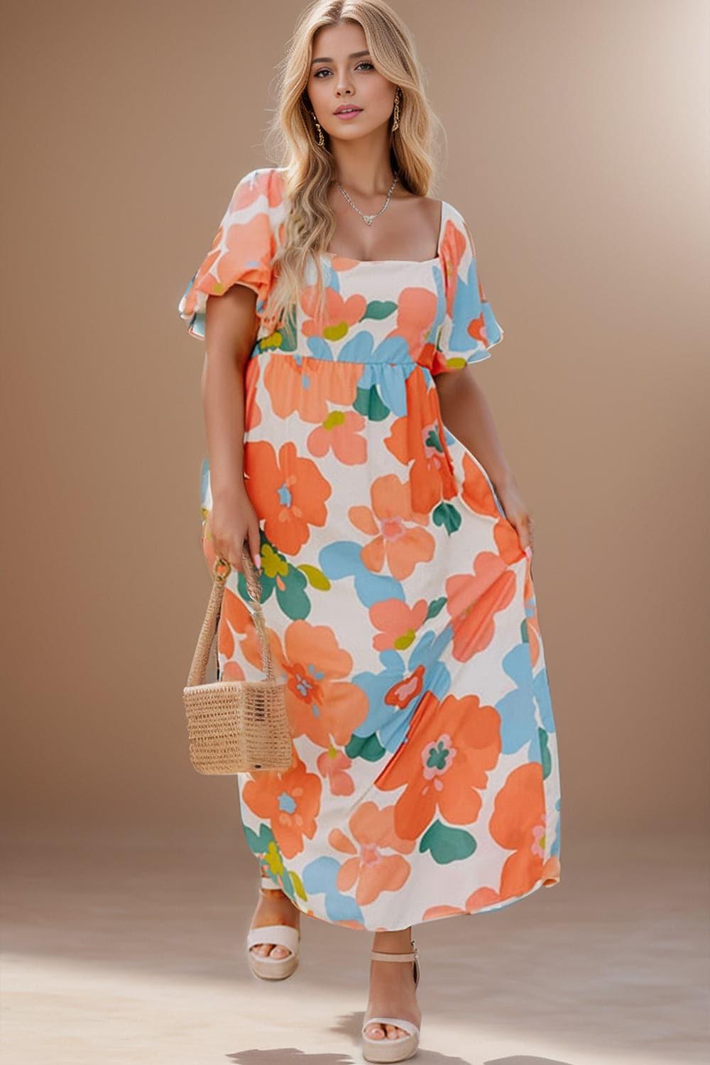 Sweet Wanderer PLUS Size Printed Short Sleeve Dress - SwagglyLife Home & Fashion