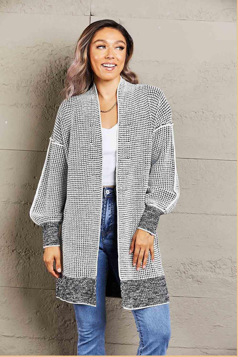 Heathered Open Front Longline Cardigan, 5 Colors - SwagglyLife Home & Fashion