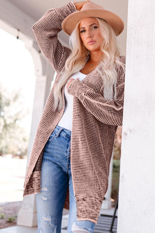 Heathered Open Front Longline Cardigan - SwagglyLife Home & Fashion