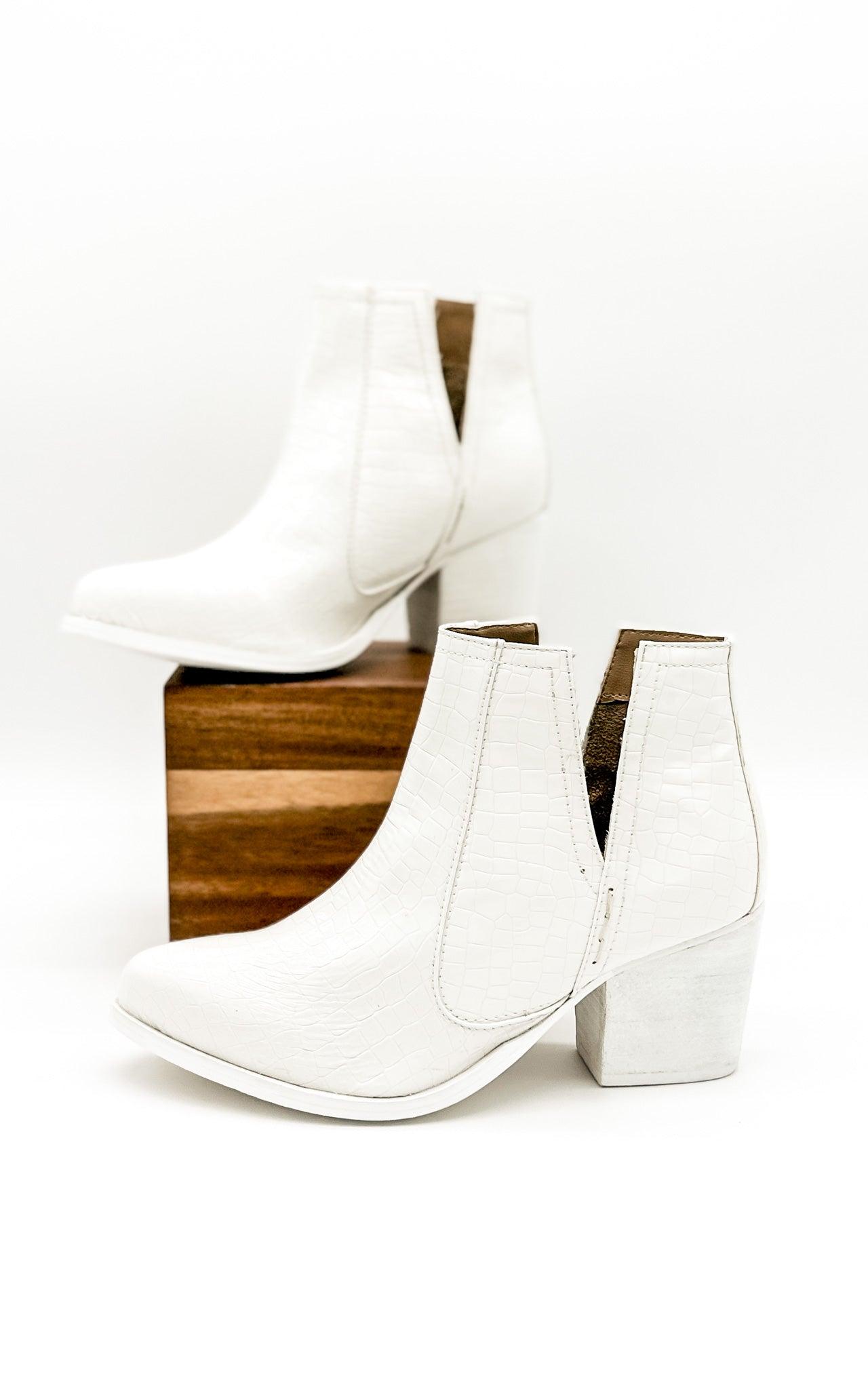 Tarim Bootie in White Croc