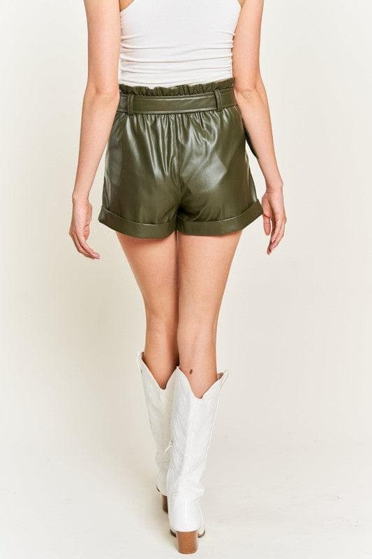 Tell Me Everything High-Rise Waist Belted Faux Leather Short - SwagglyLife Home & Fashion