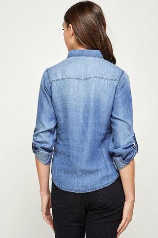 Tencel Top Denim Blouse - SwagglyLife Home & Fashion