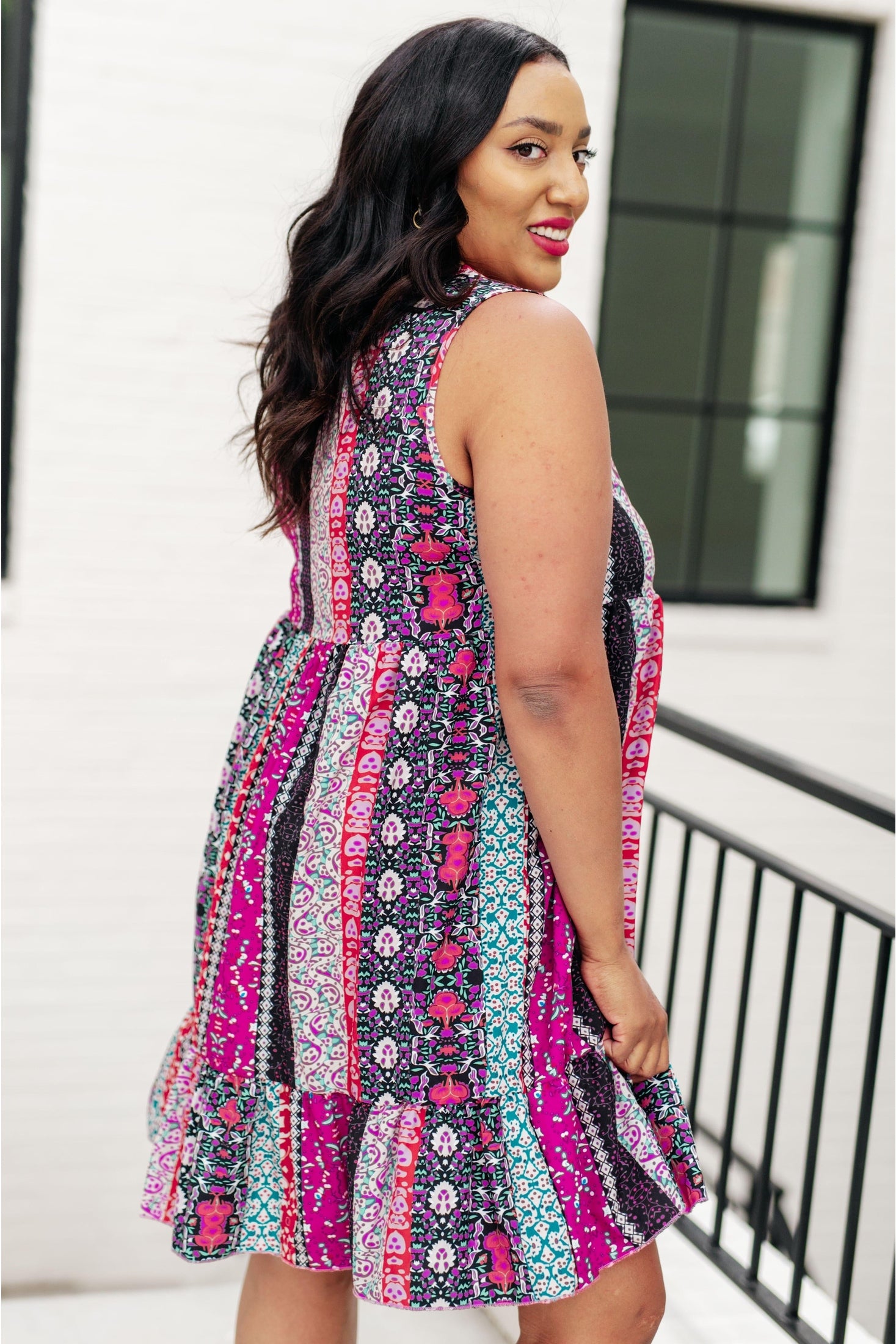 That's So Boho Mixed Print Sleeveless Dress - SwagglyLife Home & Fashion