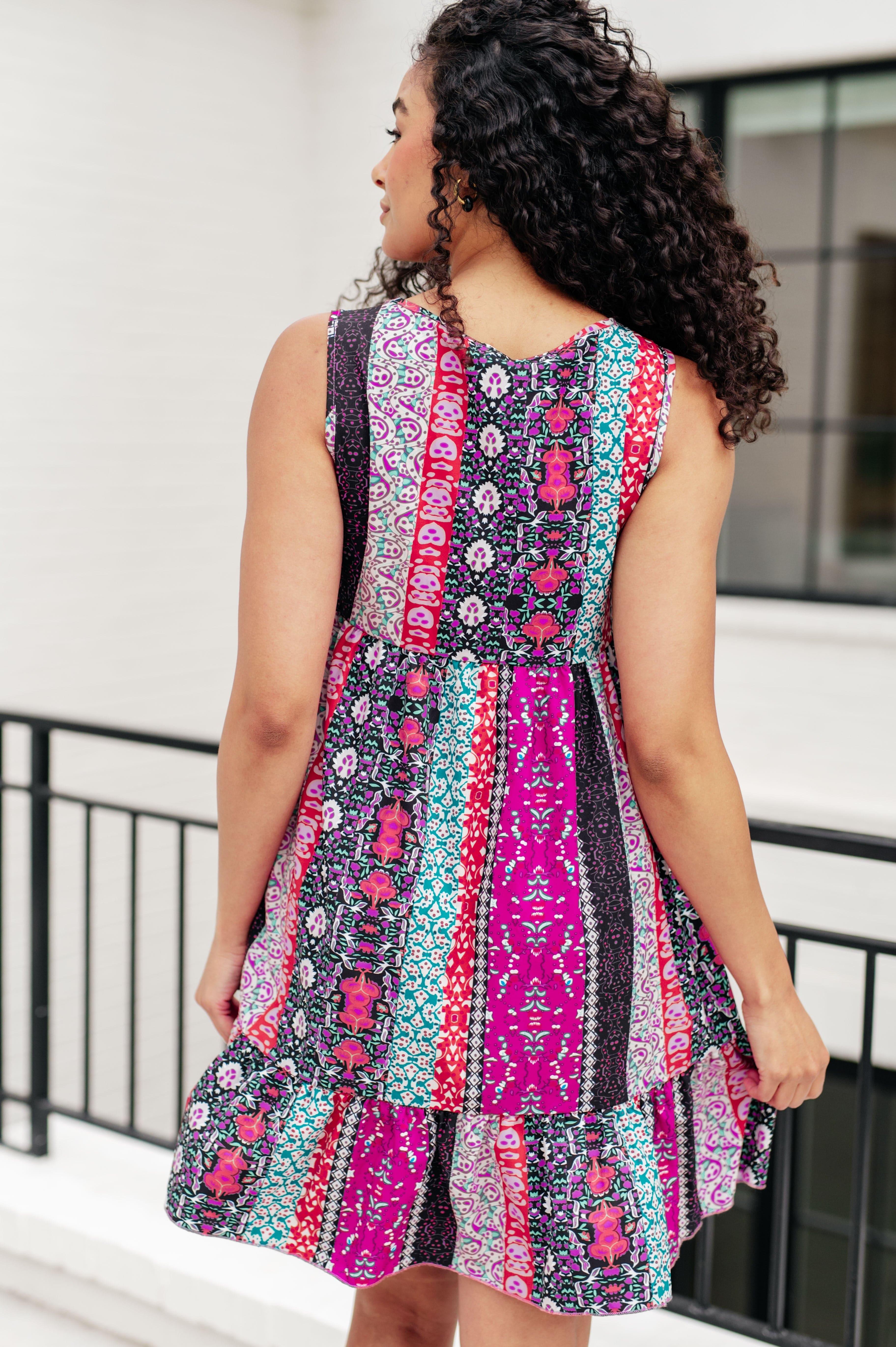 That's So Boho Mixed Print Sleeveless Dress - SwagglyLife Home & Fashion