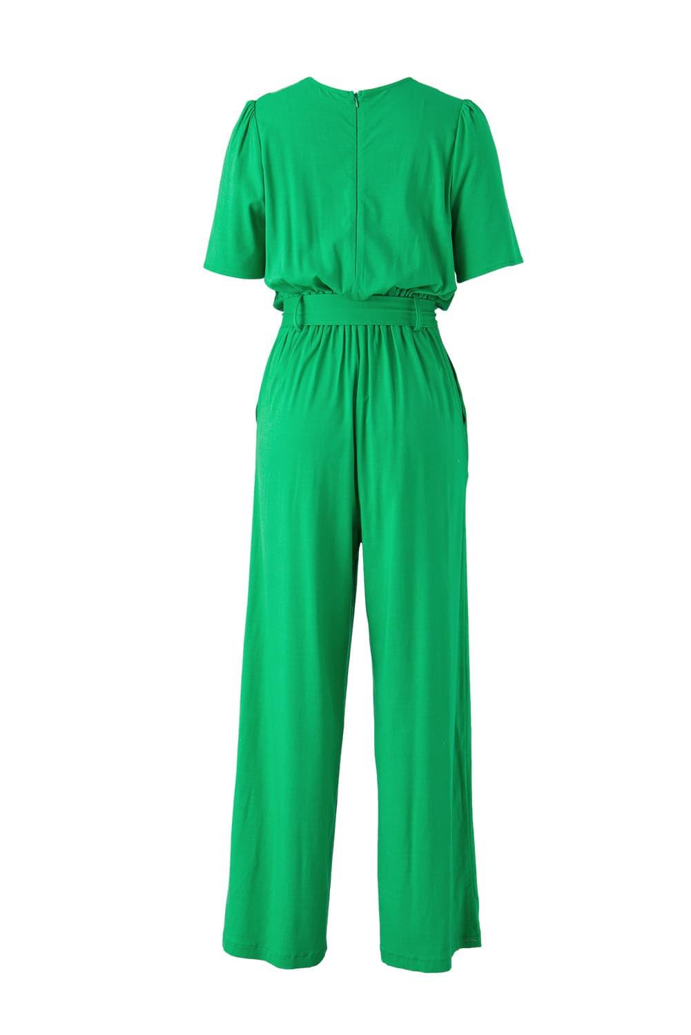 Tied Surplice Wide Leg Jumpsuit - SwagglyLife Home & Fashion