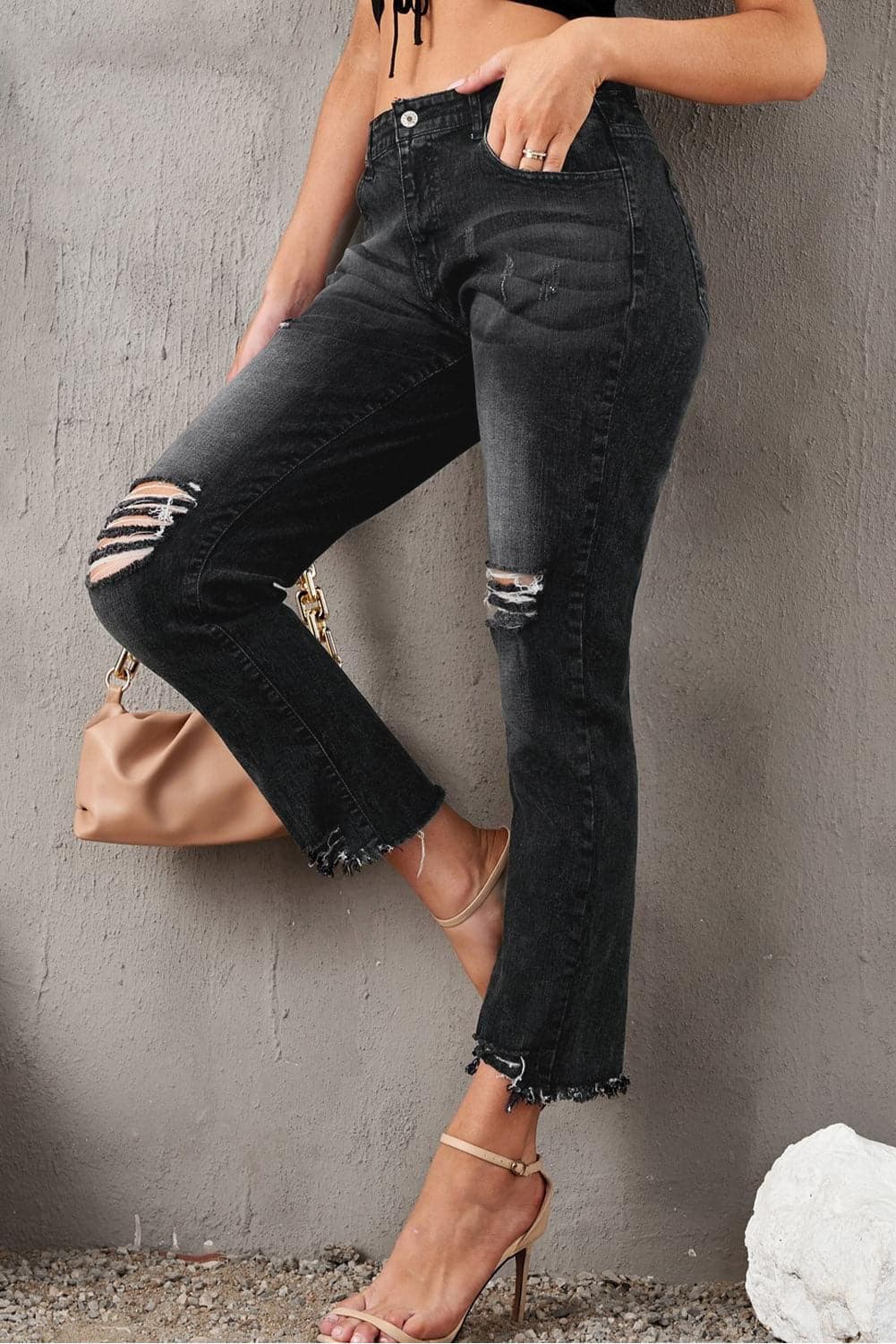 Stylish Distressed Cropped Jeans - SwagglyLife Home & Fashion