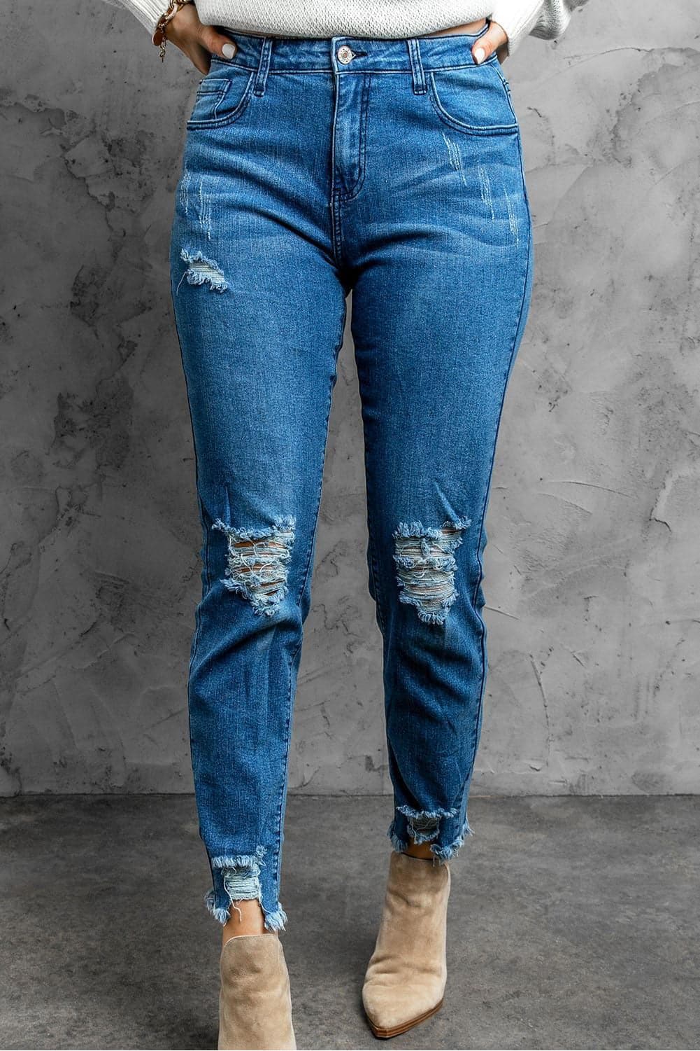 Stylish Distressed Cropped Jeans - SwagglyLife Home & Fashion