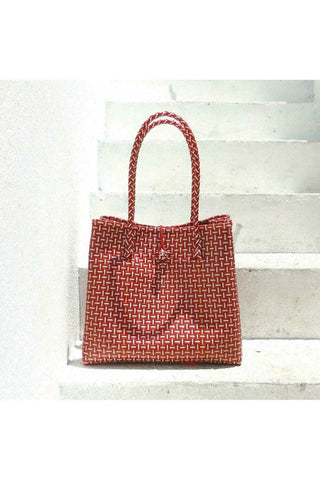 Toko Bazaar Woven Tote Bag - in Red & White - SwagglyLife Home & Fashion