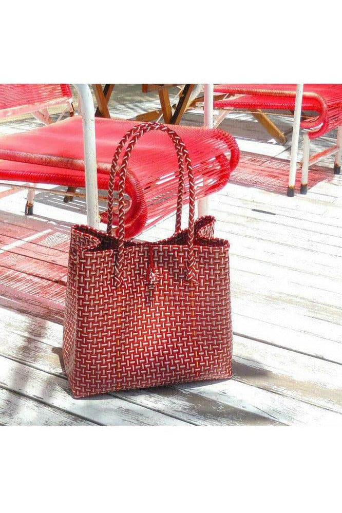 Toko Bazaar Woven Tote Bag - in Red & White - SwagglyLife Home & Fashion