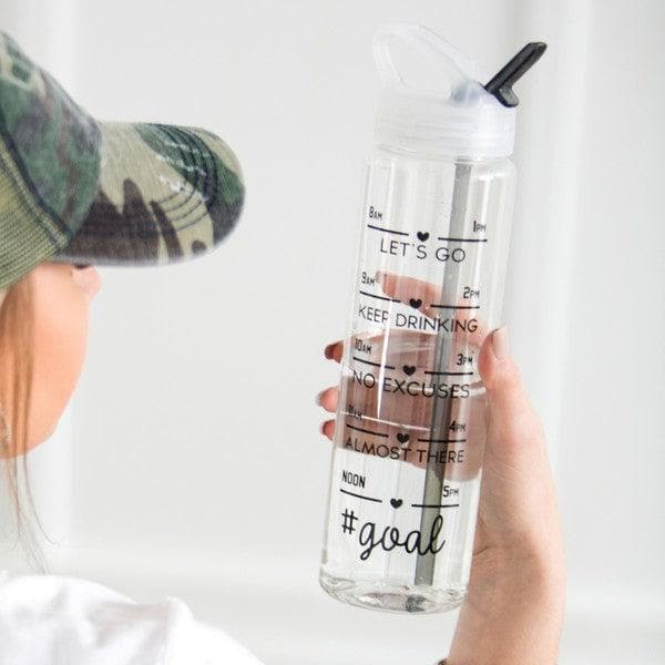 Dani & Em #goal/ Refill Motivational Tracker Straw Water Bottles - SwagglyLife Home & Fashion