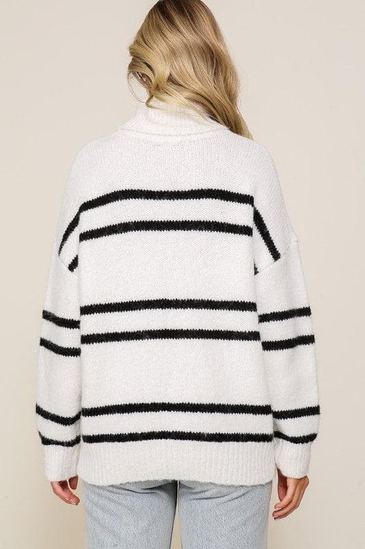 Turtle Neck Pinstripe Sweater - SwagglyLife Home & Fashion