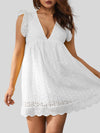 U NEED A GIRL LIKE ME Ruffled Eyelet Cap Sleeve Mini Dress - SwagglyLife Home & Fashion