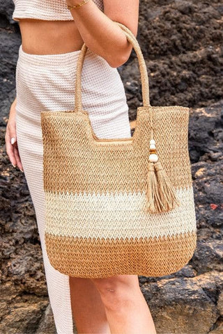 Valeria Two-Tone Straw Tote - SwagglyLife Home & Fashion