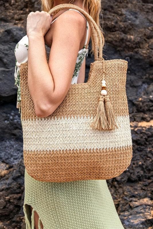 Valeria Two-Tone Straw Tote - SwagglyLife Home & Fashion