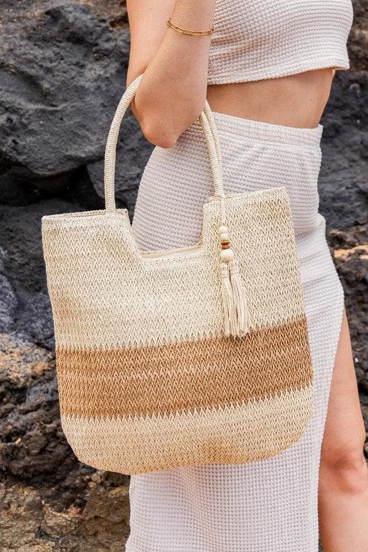 Valeria Two-Tone Straw Tote - SwagglyLife Home & Fashion