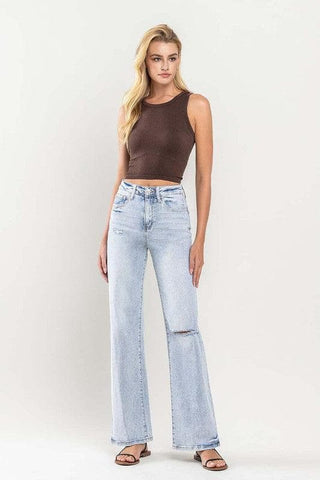 VERVET by Flying Monkey 90's Vintage Super High-Rise Flare Jeans - SwagglyLife Home & Fashion