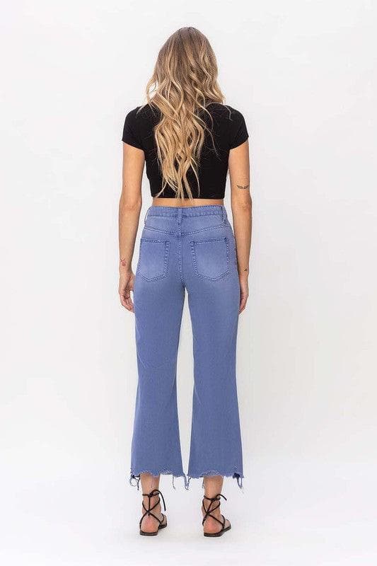 VERVET by Flying Monkey 90s Vintage Crop Flare Jeans, Indigo - SwagglyLife Home & Fashion