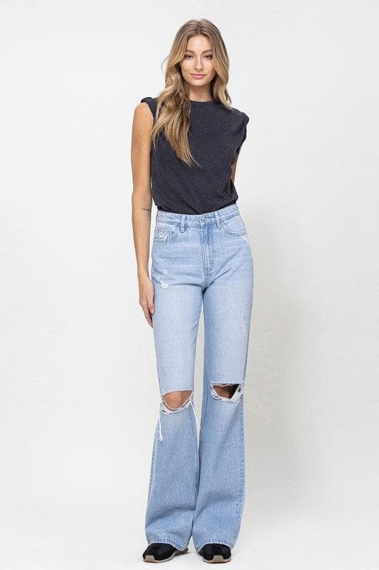 VERVET by Flying Monkey 90s Vintage Flare Jeans - SwagglyLife Home & Fashion