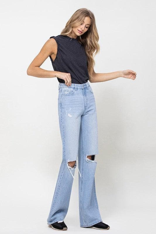 VERVET by Flying Monkey 90s Vintage Flare Jeans - SwagglyLife Home & Fashion